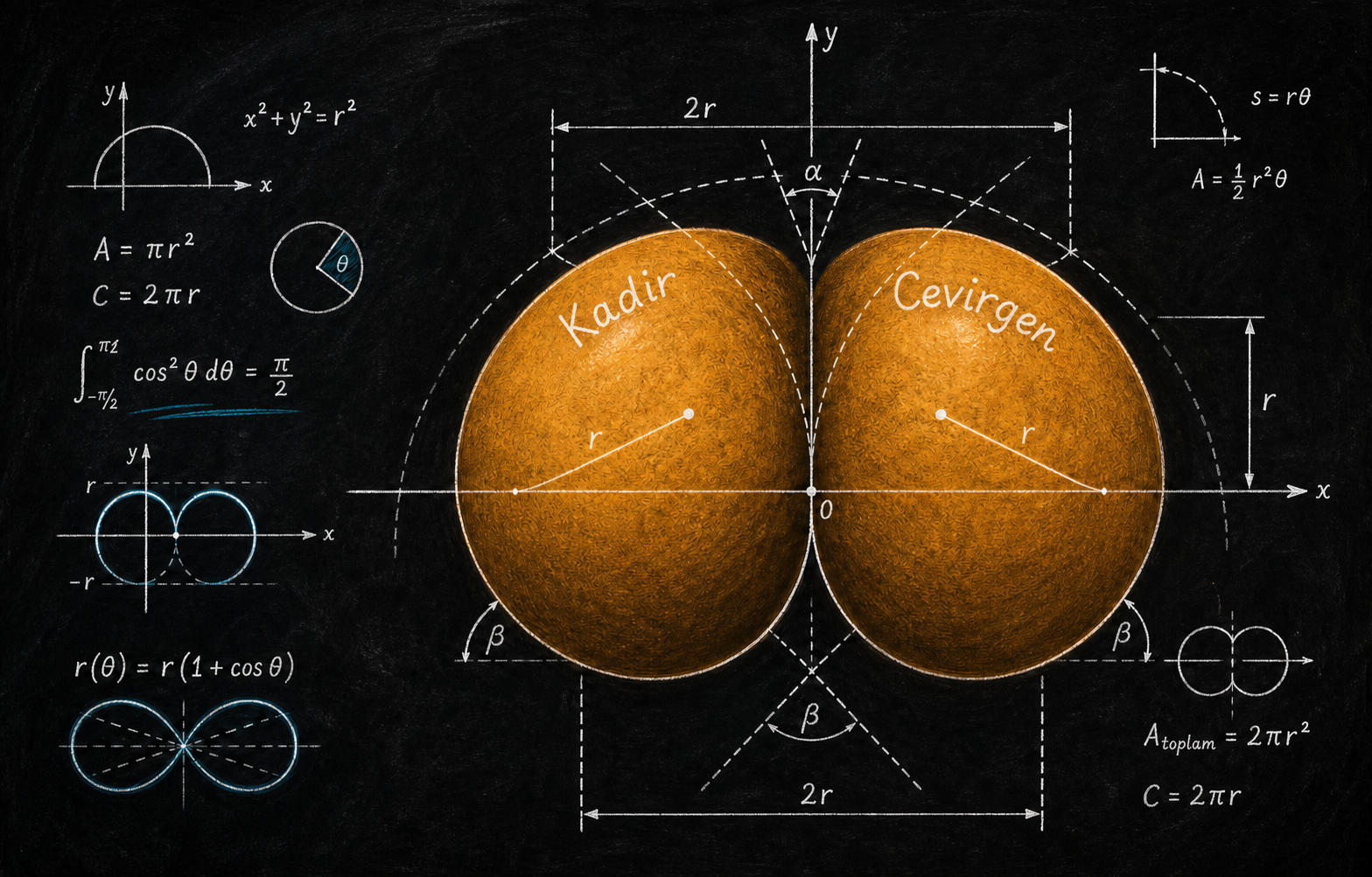 Kadir ve Cevirgen olarak etiketlenmiş matematiksel popo diyagramı